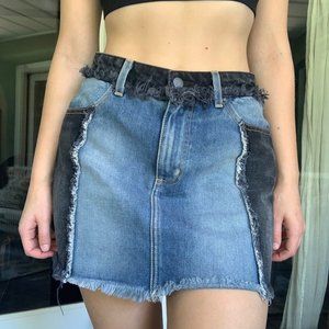 LF Carmar Denim Blue and Gray Mini Skirt